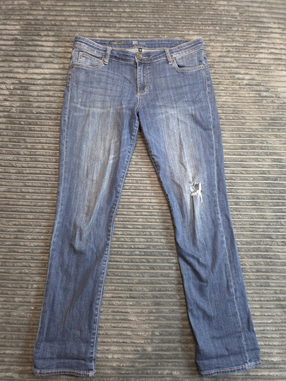 Kut from the Kloth Women's Medium Blue Distressed Boyfriend Jeans